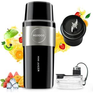 imageMojoco Personal Smoothie Blender  Vacuum Insulated Blender for Fruits and Vegetables  Rechargeable Portable Blenders with Stainless Steel Blade for Travel Camping GymBlack