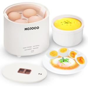 imageMojoco Rapid Egg Cooker  Mini Egg Cooker for Steamed Hard Boiled Soft Boiled Eggs and Onsen Tamago  Electric Egg Boiler for Home Kitchen Dorm Use  Smart Egg Maker with Auto Shut OFF and Alarm